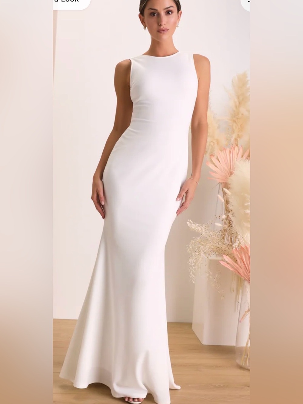 NWT Lulus Va Va Voom White Backless Mermaid Maxi Dress Medium